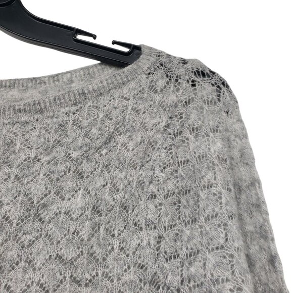 Abercrombie & Fitch Gray Open Knit Long Sleeve Sweater Bodysuit Merino Wool Blen - Picture 4 of 13